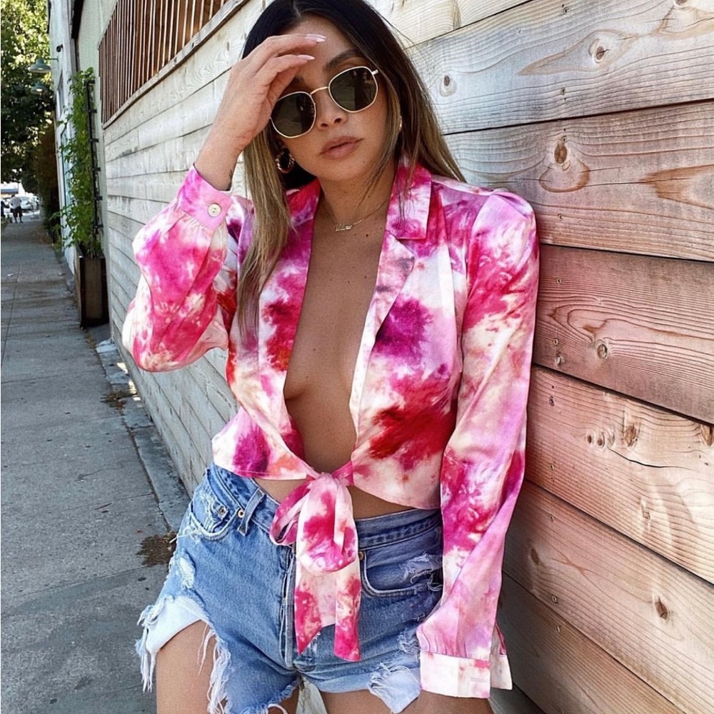 Starlow Pink Tie Dye Silk Top